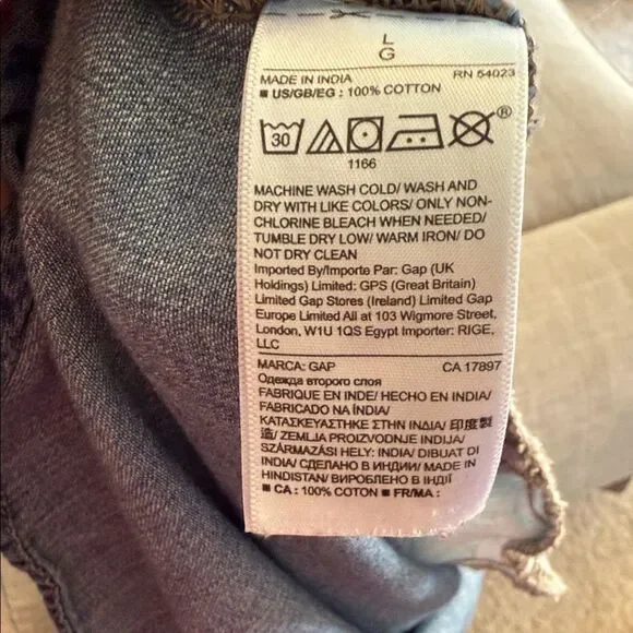 GAP Blue Long Sleeve Vintage Denim Pearl Snaps Dress with pockets - Picture 15 of 15